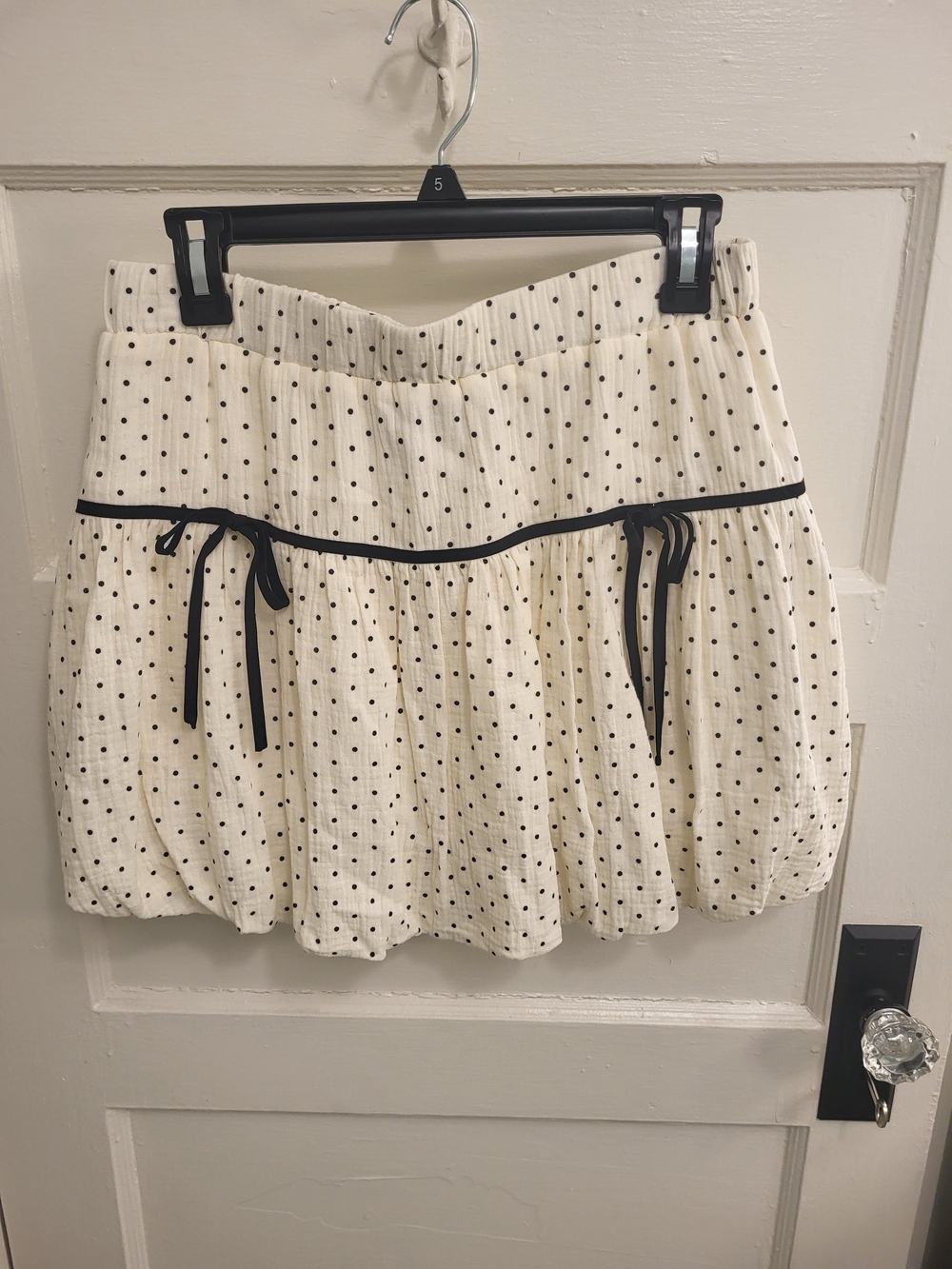Mon Oui Large Cream Polka Dot Bubble Skirt with Black Trim